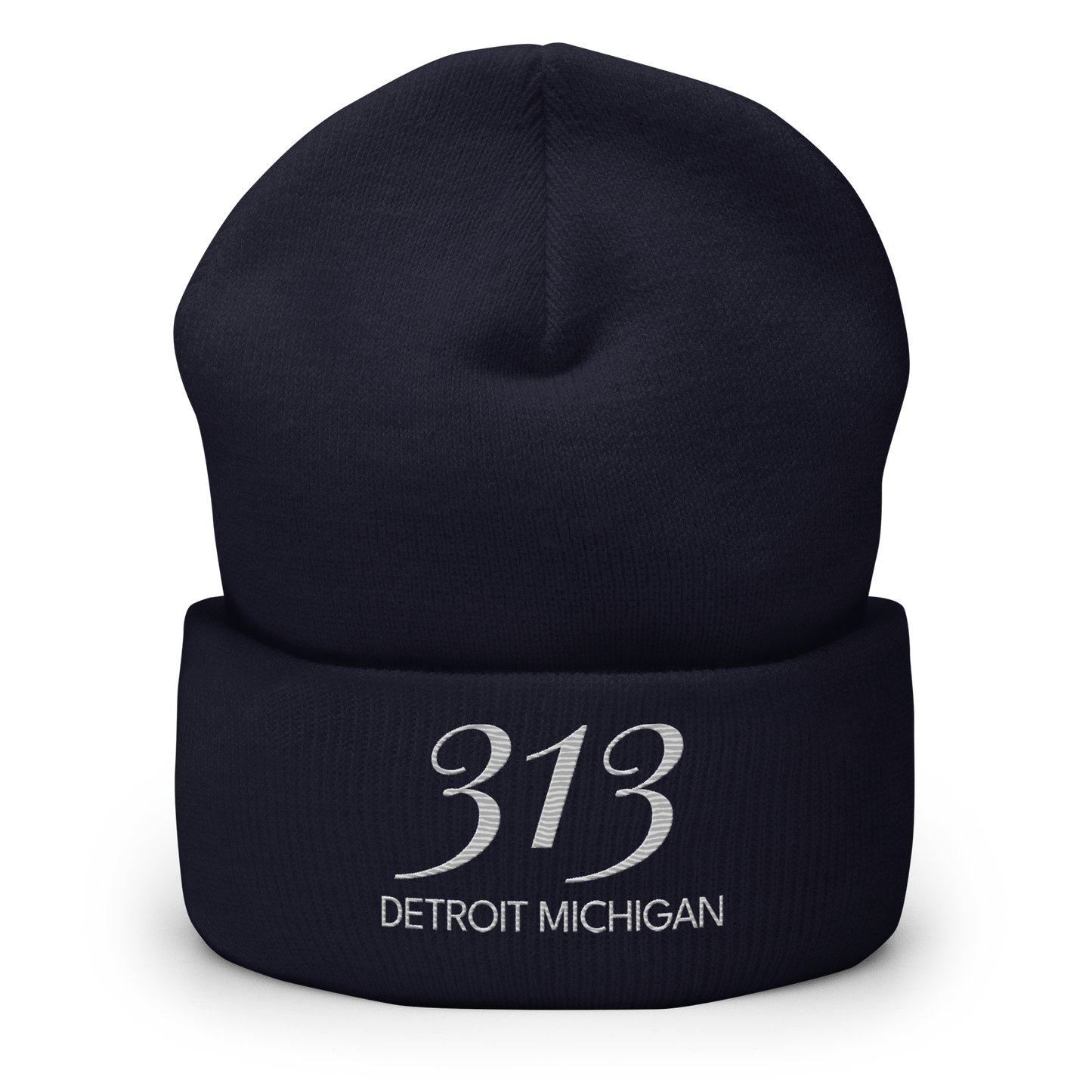 '313 Detroit Michigan' Cuffed Beanie | Platinum