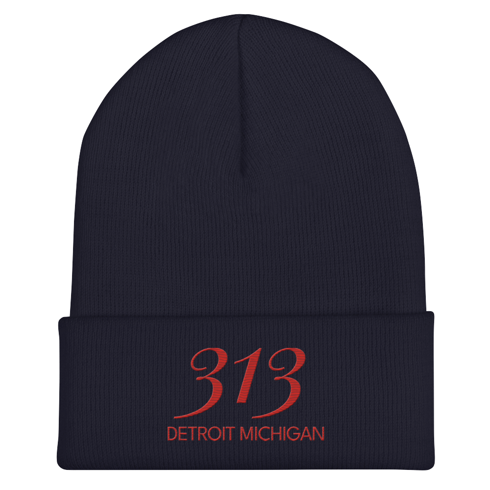 '313 Detroit Michigan' Cuffed Beanie | Aliform Red