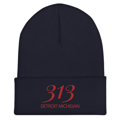 '313 Detroit Michigan' Cuffed Beanie | Aliform Red