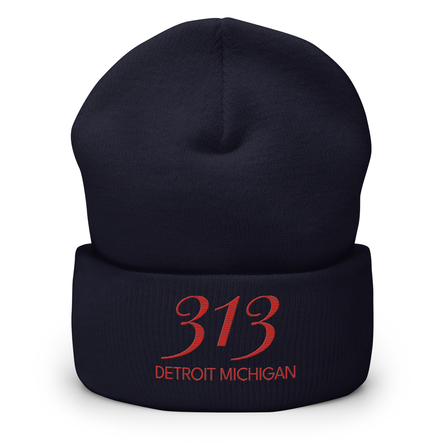 '313 Detroit Michigan' Cuffed Beanie | Aliform Red