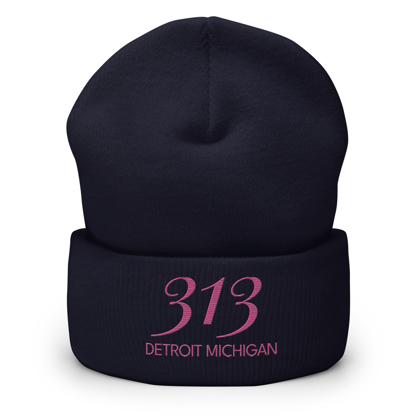 '313 Detroit Michigan' Cuffed Beanie | Apple Blossom Pink