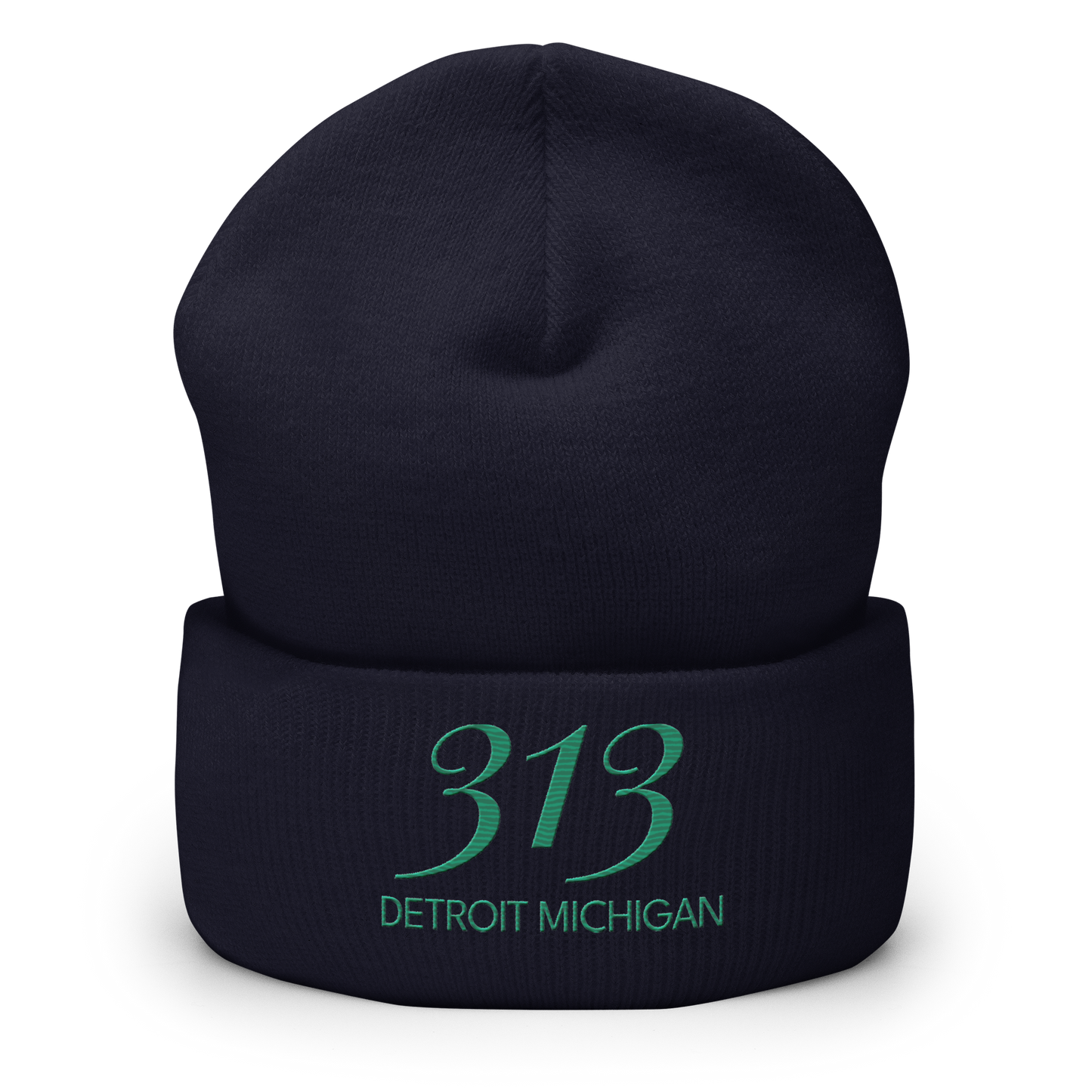 '313 Detroit Michigan' Cuffed Beanie | Emerald Green