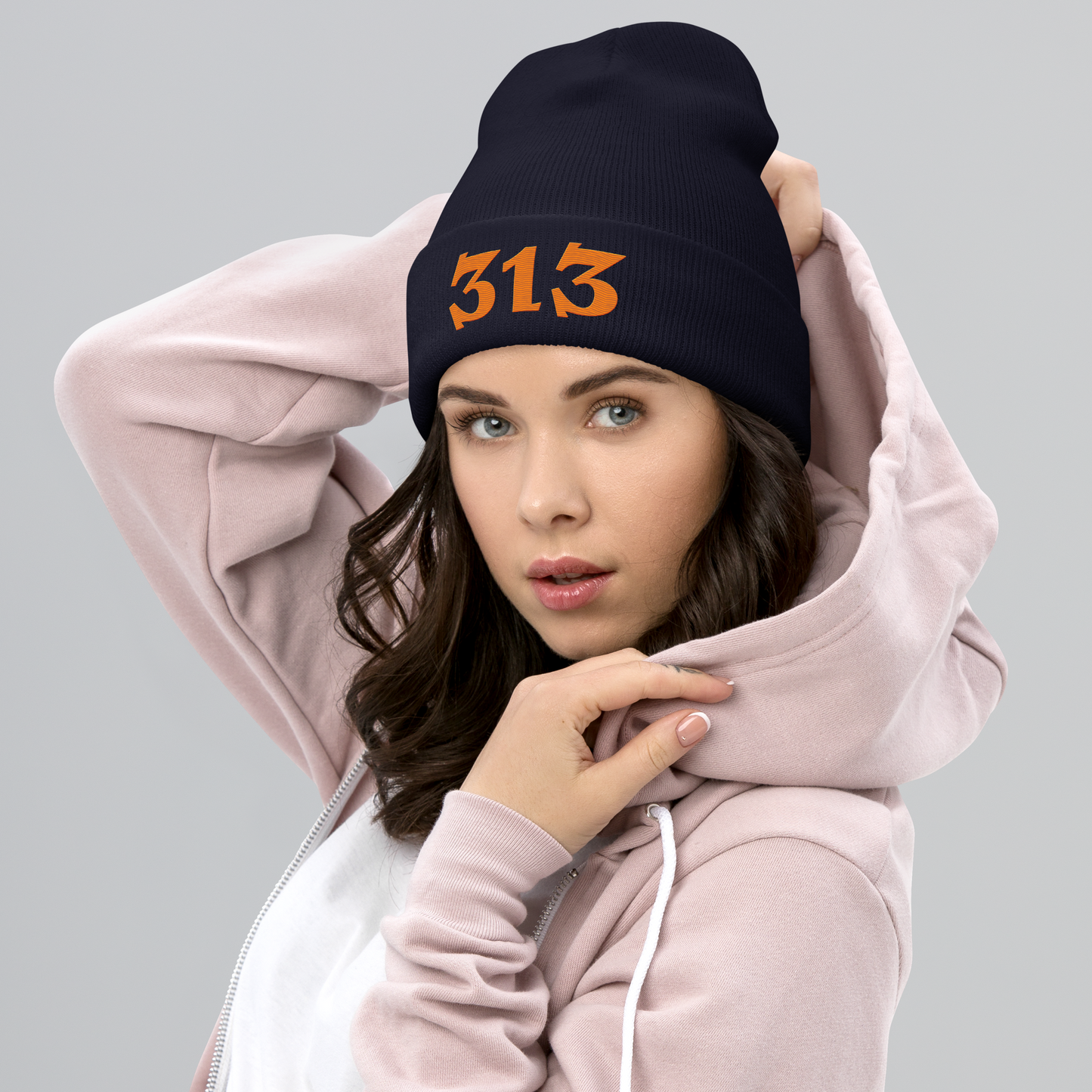 Detroit '313' Cuffed Beanie (Angry Font) | Orange