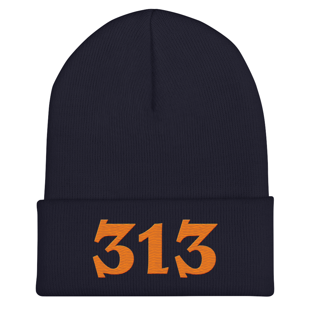 Detroit '313' Cuffed Beanie (Angry Font) | Orange