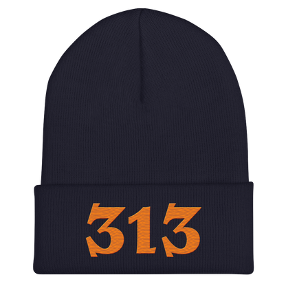 Detroit '313' Cuffed Beanie (Angry Font) | Orange