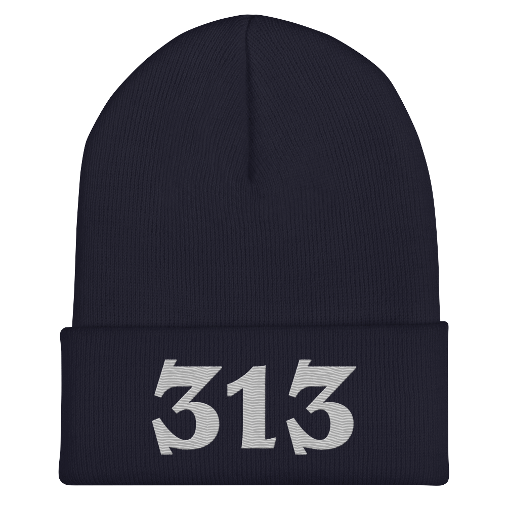 Detroit '313' Cuffed Beanie (Angry Font) | Platinum