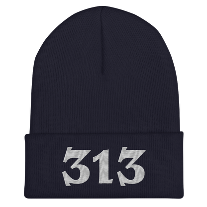 Detroit '313' Cuffed Beanie (Angry Font) | Platinum