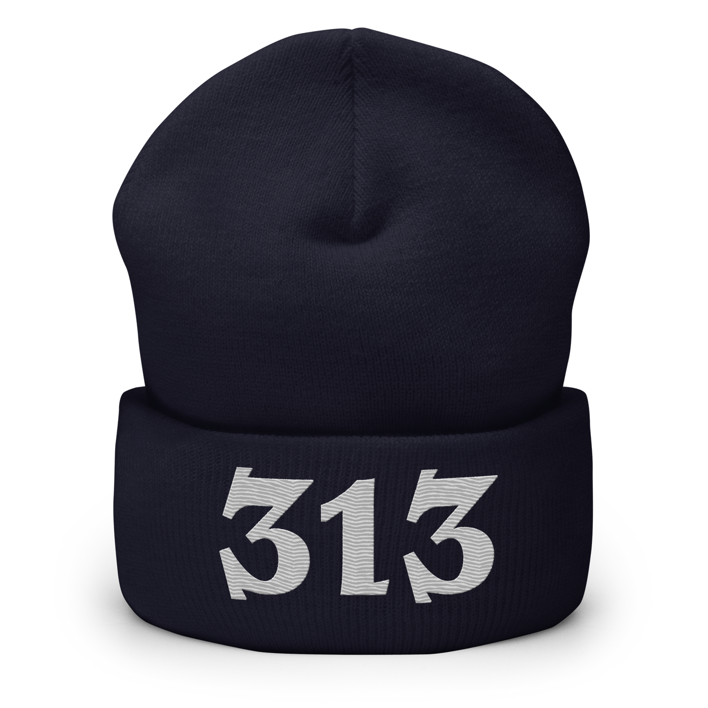 Detroit '313' Cuffed Beanie (Angry Font) | Platinum