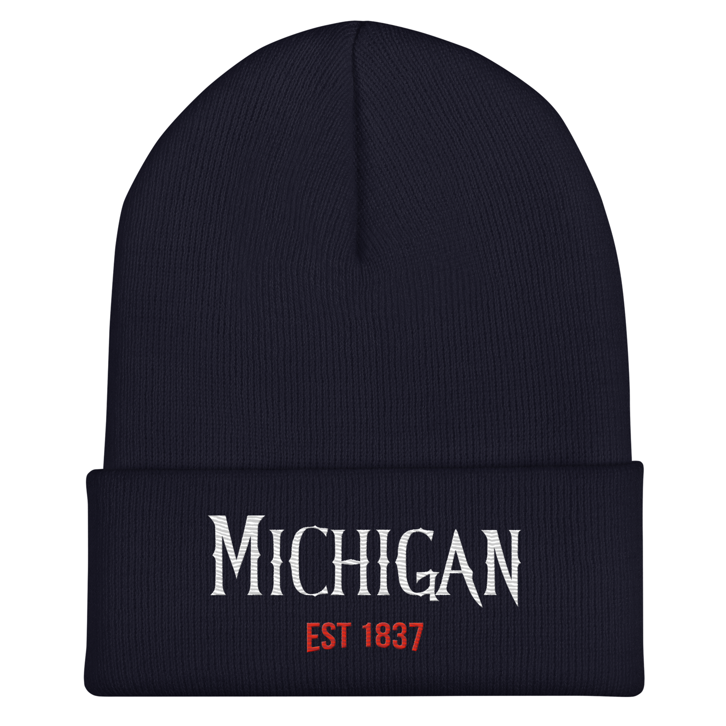 'Michigan EST 1837' Cuffed Beanie | Spooky Drama Parody