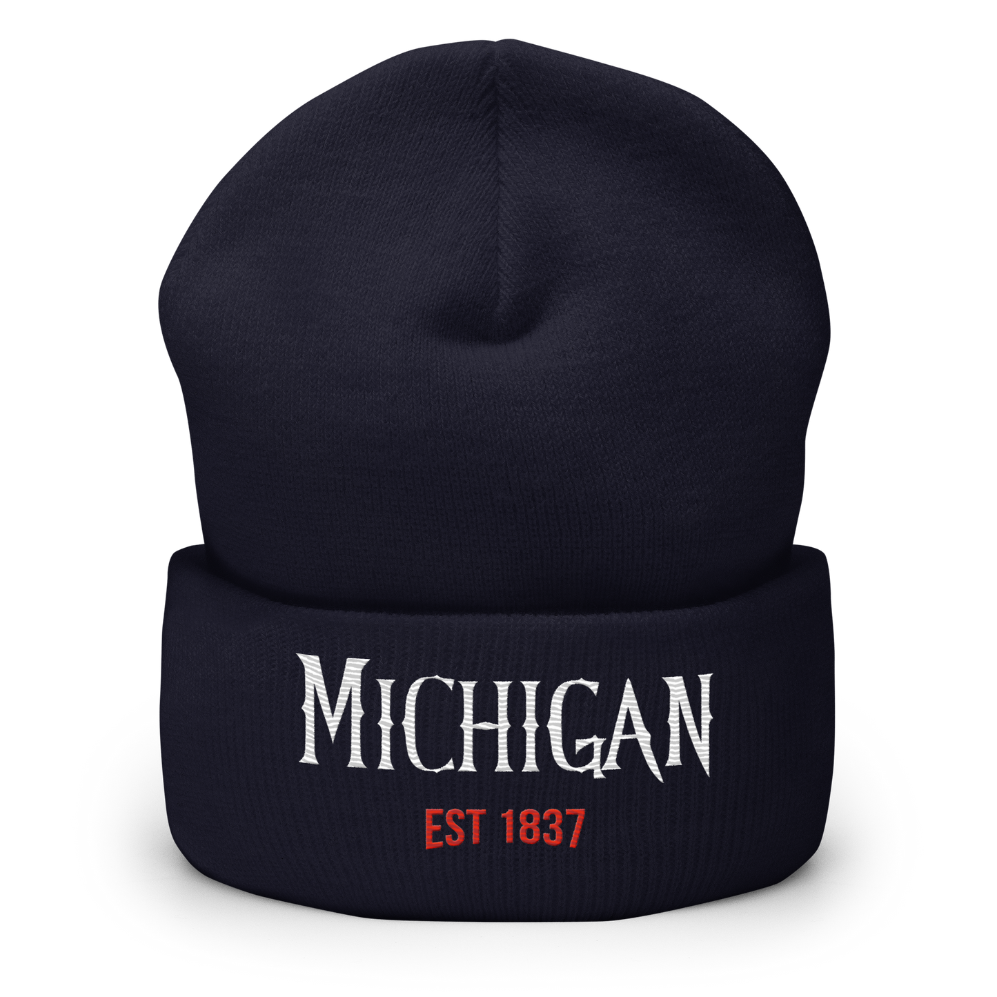 'Michigan EST 1837' Cuffed Beanie | Spooky Drama Parody