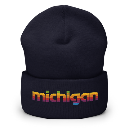 'Michigan' Cuffed Beanie | 80s Pomaceous Tech Parody