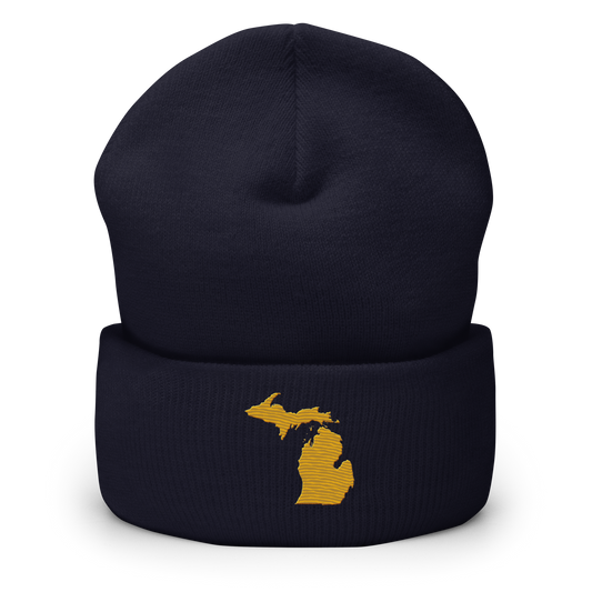 Michigan Cuffed Beanie | Gold Outline