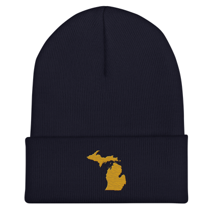 Michigan Cuffed Beanie | Gold Outline