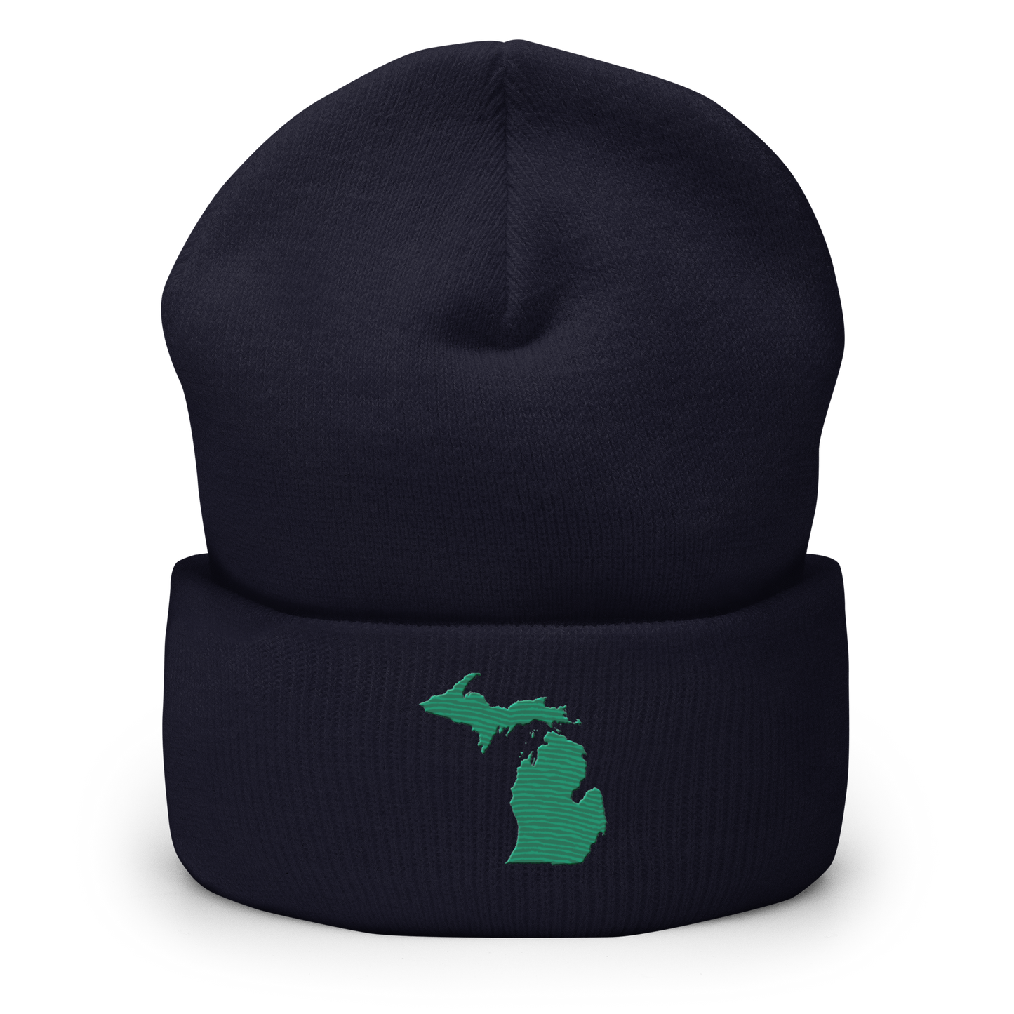 Michigan Cuffed Beanie | Emerald Green Outline