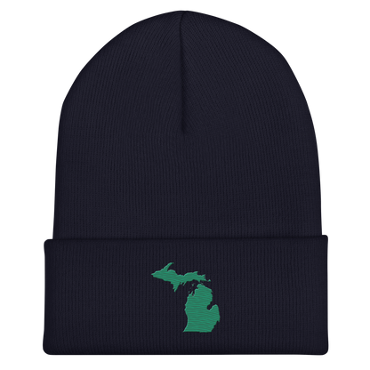 Michigan Cuffed Beanie | Emerald Green Outline