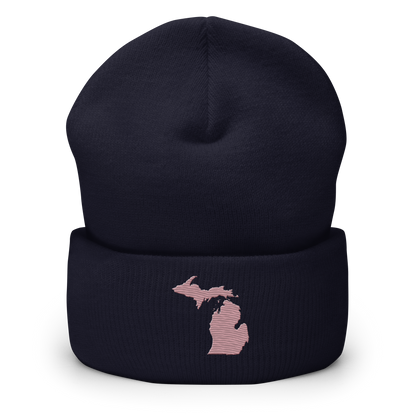 Michigan Cuffed Beanie | Cherry Blossom Pink Outline