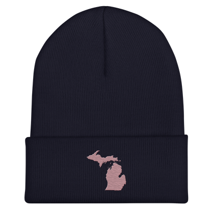 Michigan Cuffed Beanie | Cherry Blossom Pink Outline