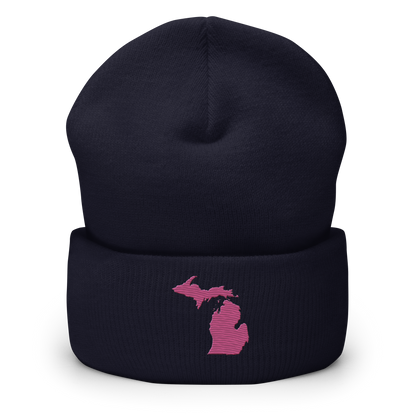 Michigan Cuffed Beanie | Apple Blossom Pink Outline