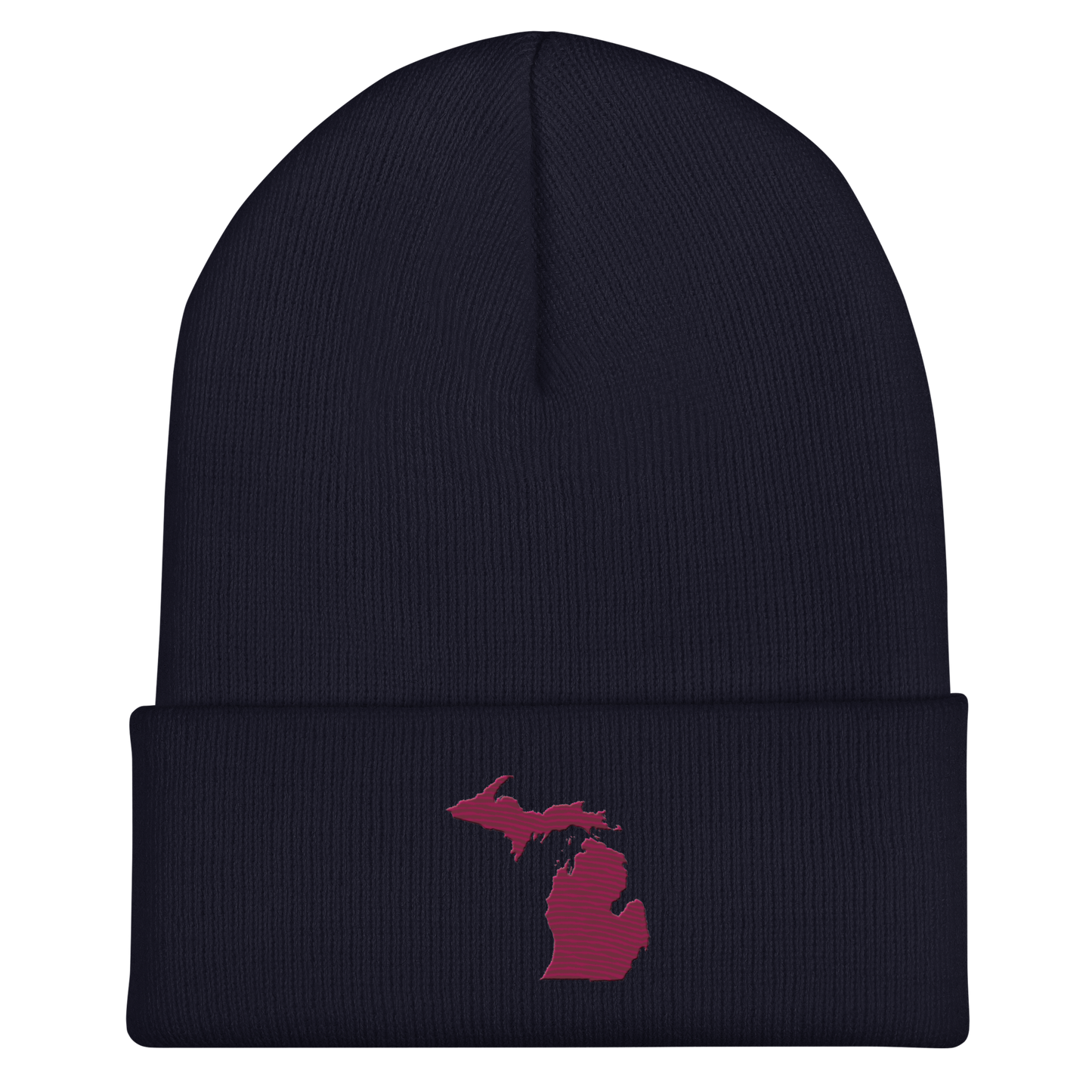 Michigan Cuffed Beanie | Ruby Red Outline