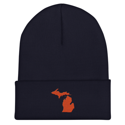 Michigan Cuffed Beanie | Maple Leaf Orange Outline