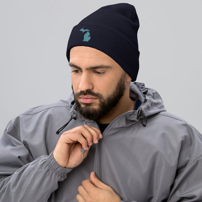 Michigan Cuffed Beanie | Huron Blue Outline