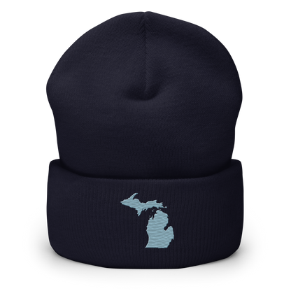 Michigan Cuffed Beanie | Opal Blue Outline