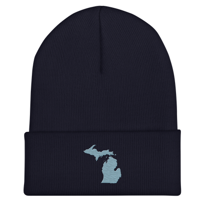 Michigan Cuffed Beanie | Opal Blue Outline