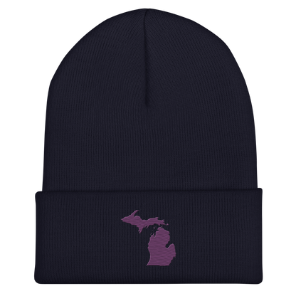 Michigan Cuffed Beanie | Plum Outline