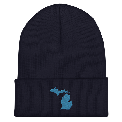 Michigan Cuffed Beanie | Traverse Blue Outline