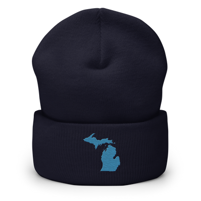 Michigan Cuffed Beanie | Traverse Blue Outline