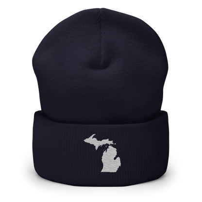 Michigan Cuffed Beanie | Platinum Outline