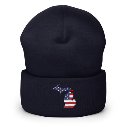 Michigan Cuffed Beanie | Patriotic Outline