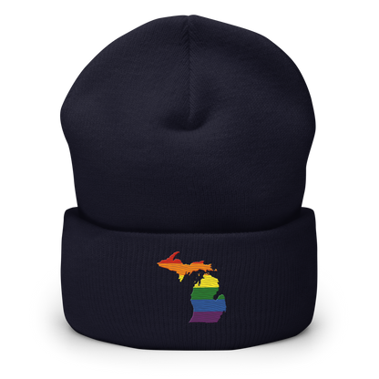 Michigan Cuffed Beanie | Rainbow Pride Outline