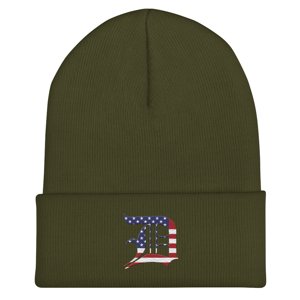 Detroit 'Old English D' Cuffed Beanie (Patriotic Edition)