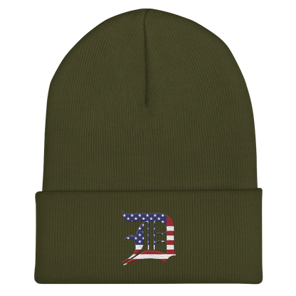 Detroit 'Old English D' Cuffed Beanie (Patriotic Edition)