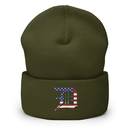 Detroit 'Old English D' Cuffed Beanie (Patriotic Edition)