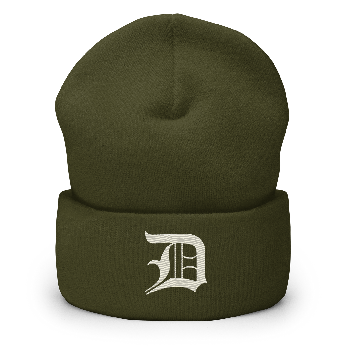 Detroit 'Old English D' Cuffed Beanie (Ivory White)