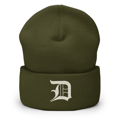 Detroit 'Old English D' Cuffed Beanie (Ivory White)