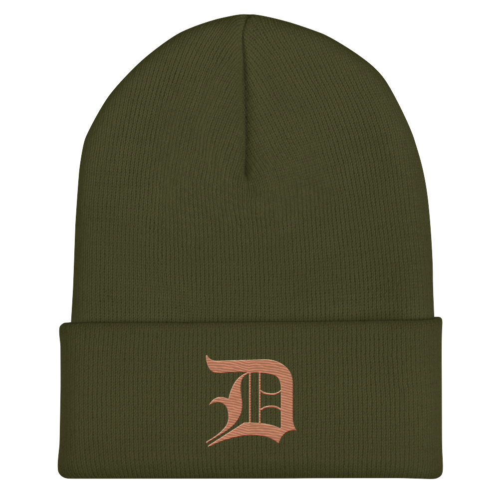 Detroit 'Old English D' Cuffed Beanie (Copper)