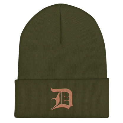 Detroit 'Old English D' Cuffed Beanie (Copper)