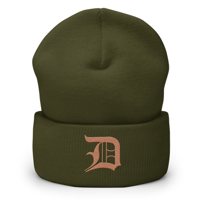 Detroit 'Old English D' Cuffed Beanie (Copper)