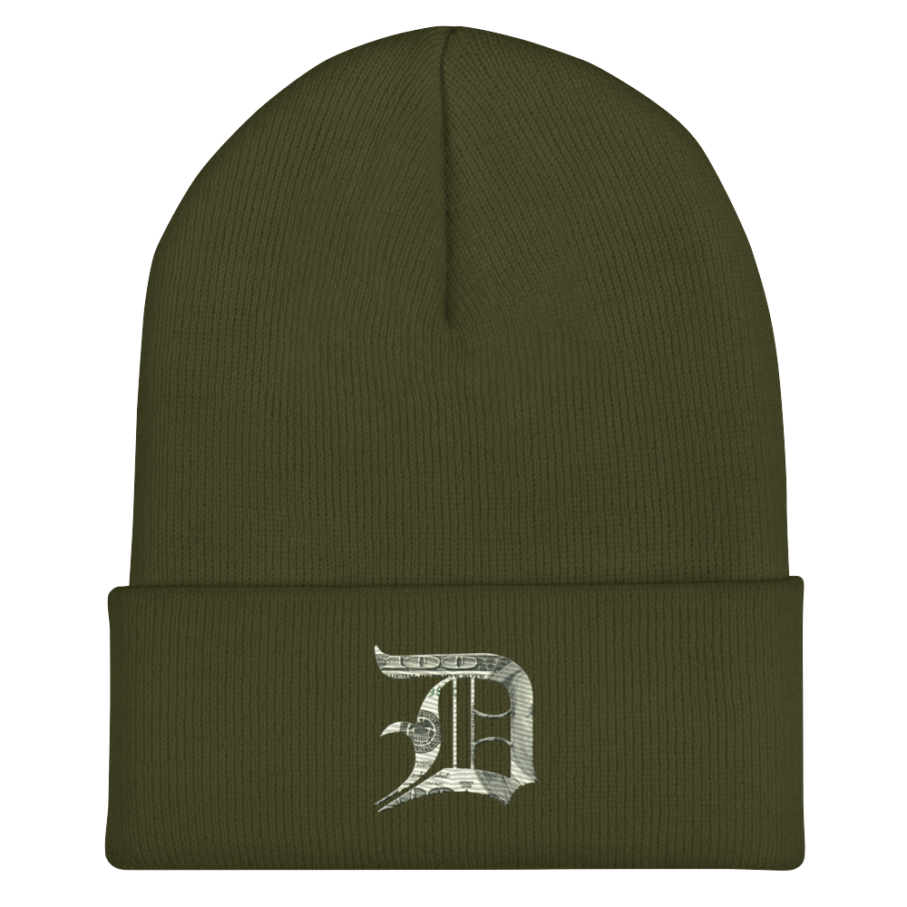 Detroit 'Old English D' Cuffed Beanie (Benjamins Edition)