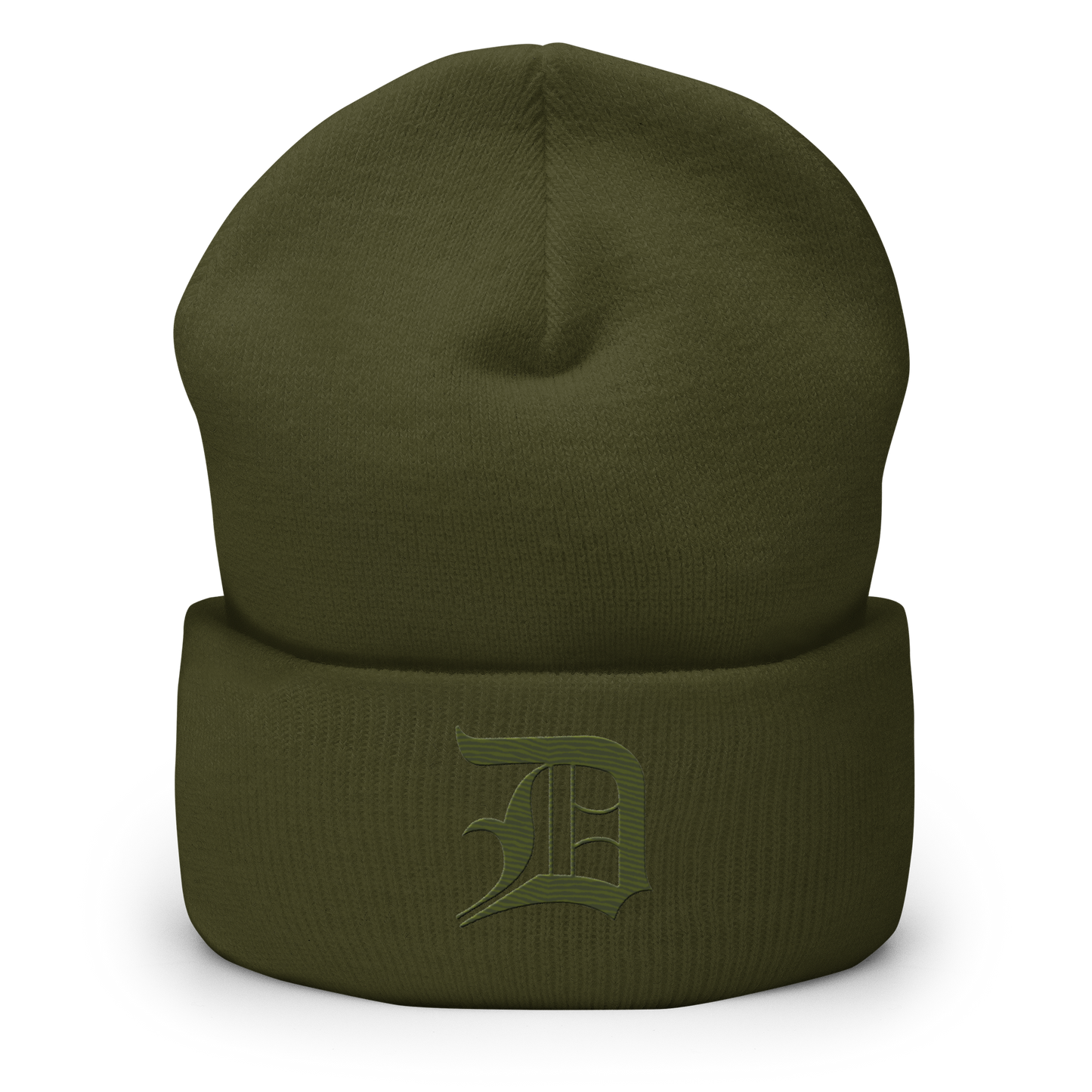 Detroit 'Old English D' Cuffed Beanie (Army Green)