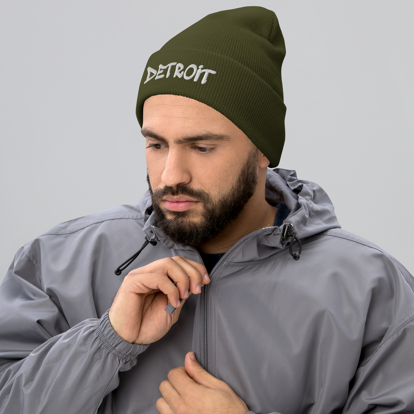 'Detroit' Cuffed Beanie (Tag Font)