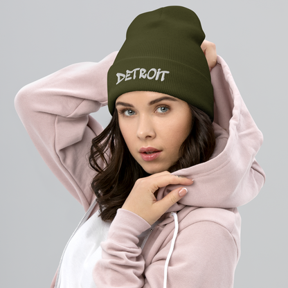 'Detroit' Cuffed Beanie (Tag Font)