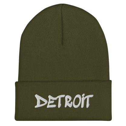 'Detroit' Cuffed Beanie (Tag Font)