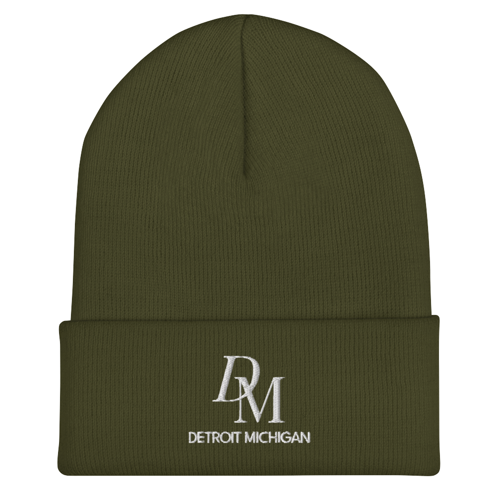 'DM Detroit Michigan' Cuffed Beanie (Luxury Goods Parody)