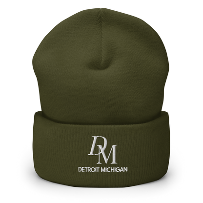 'DM Detroit Michigan' Cuffed Beanie (Luxury Goods Parody)