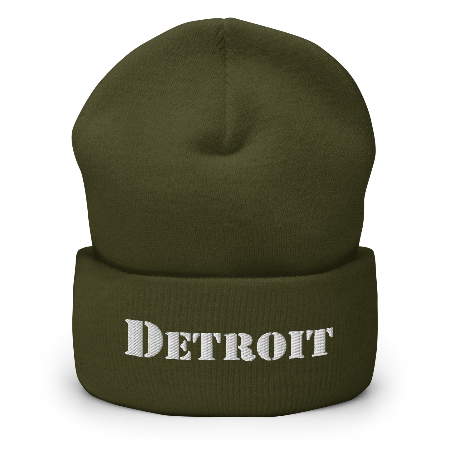 'Detroit' Cuffed Beanie (Army Font)