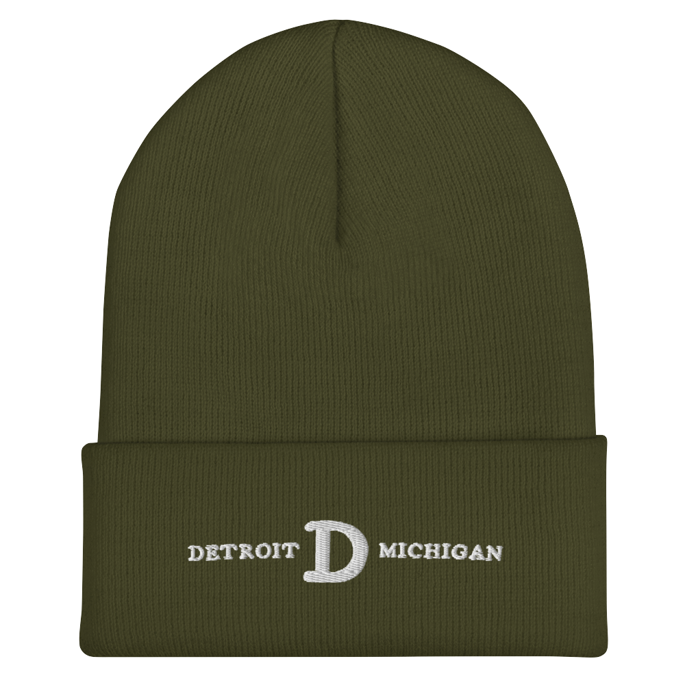 'Detroit Michigan' Cuffed Beanie (w/ Old French 'D')